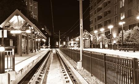train platform at night