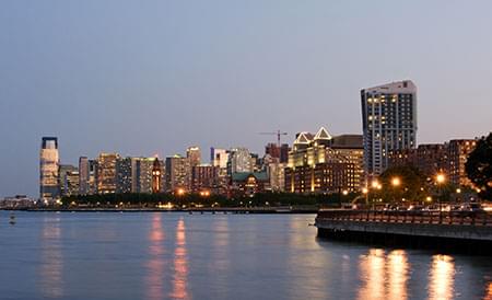 waterfront at dusk
