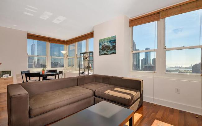 Living Room & Dining Area with NYC views